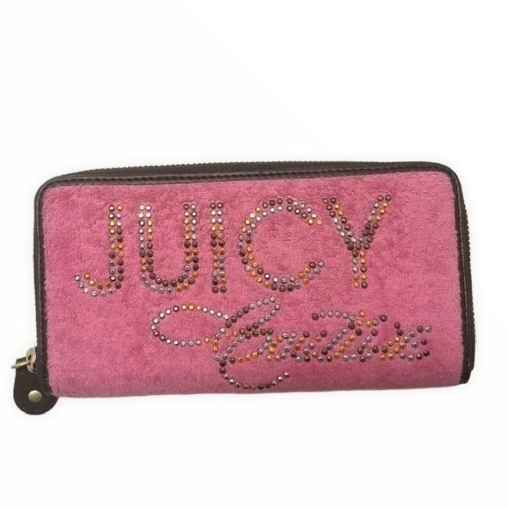 Juicy couture pink velour zipper wallet vintage